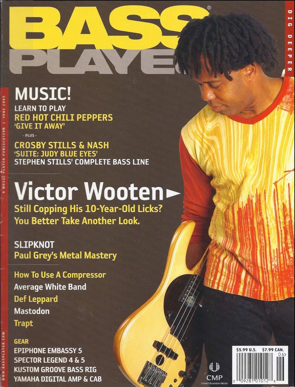Bass Player magazine cover featuring Victor Wooten