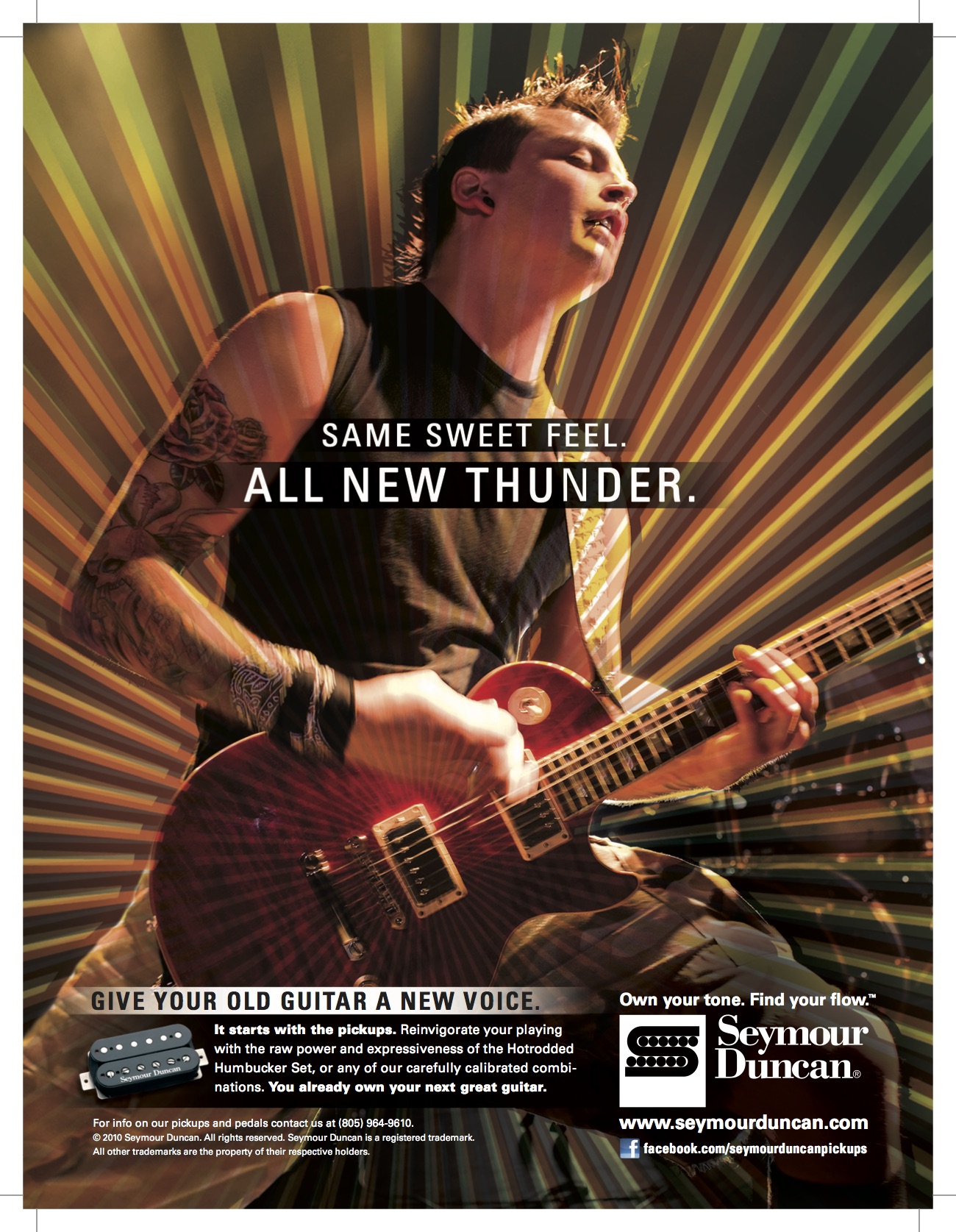 Seymour Duncan 'Own your tone' print ad, Same Sweet Feel, guitar version