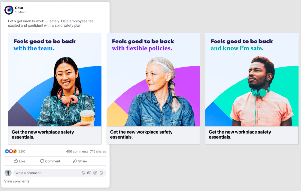 Color Health 'Feels good to be back' social ad